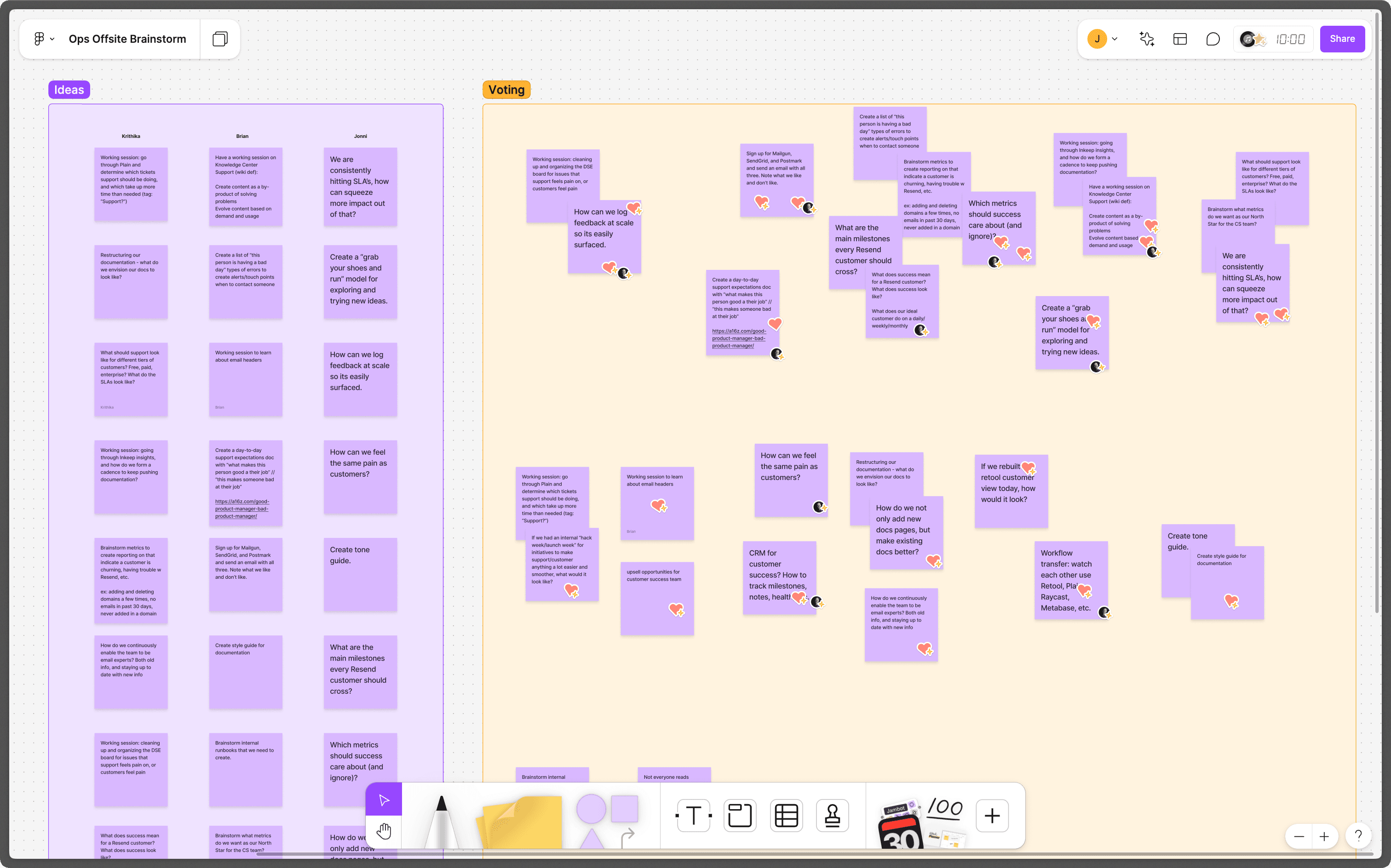 Figjam brainstorm board