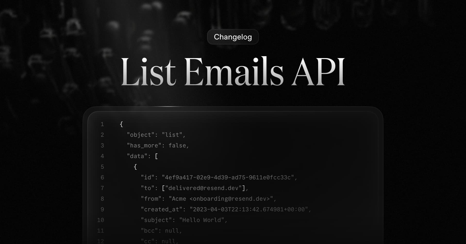List Sent Emails Endpoint