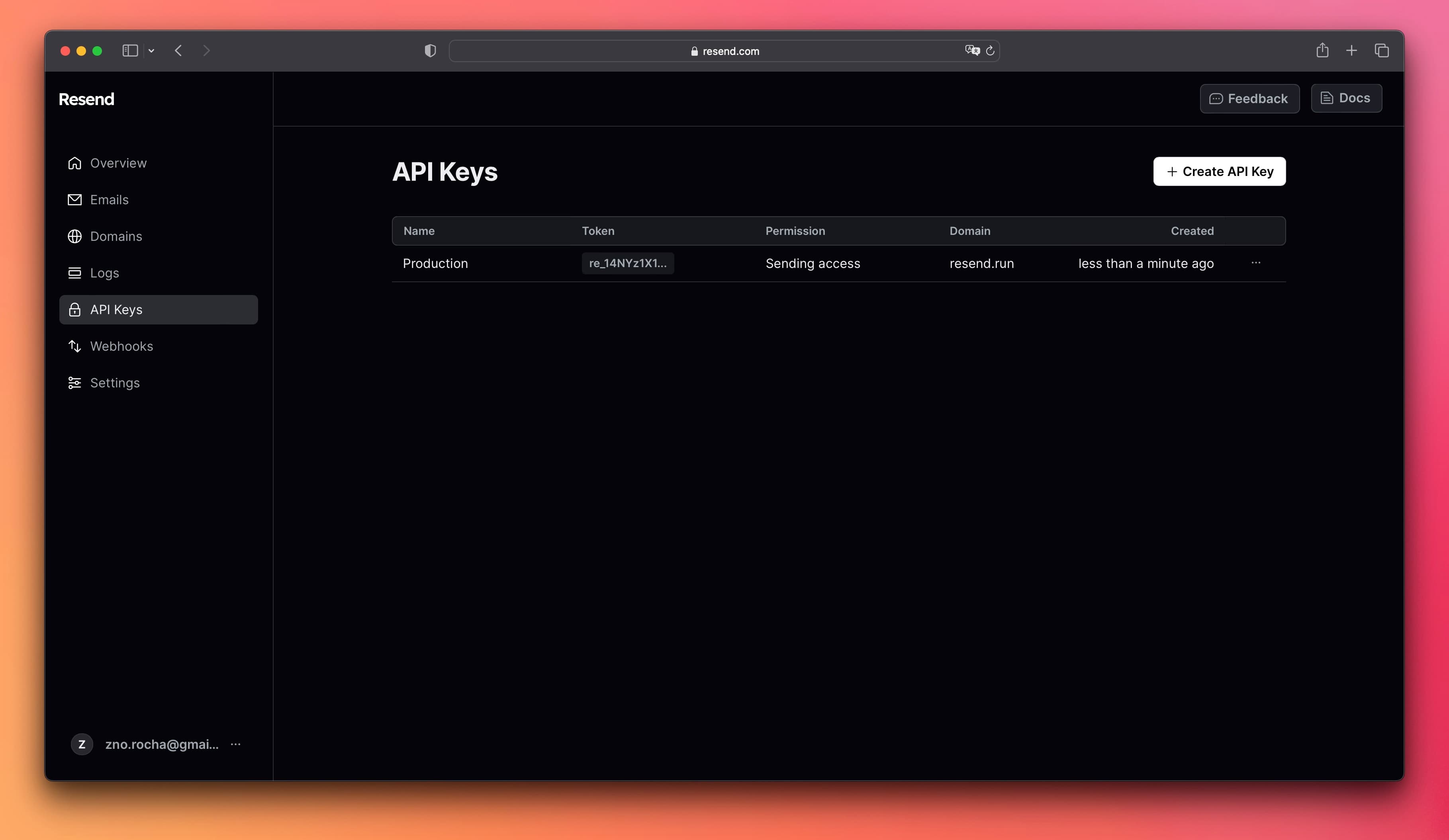 Listing API keys